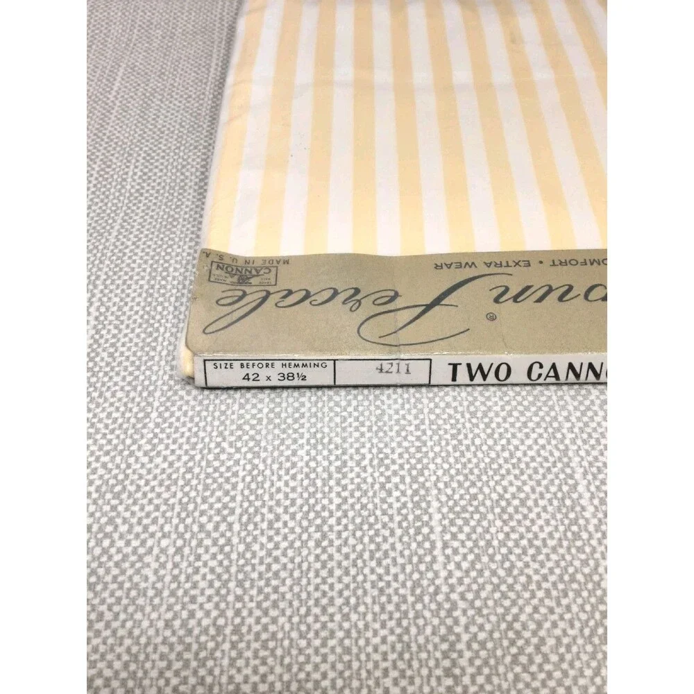 Vintage Cannon Combspun Percale Pillowcases Striped Standard 42x38.5 Before Hem